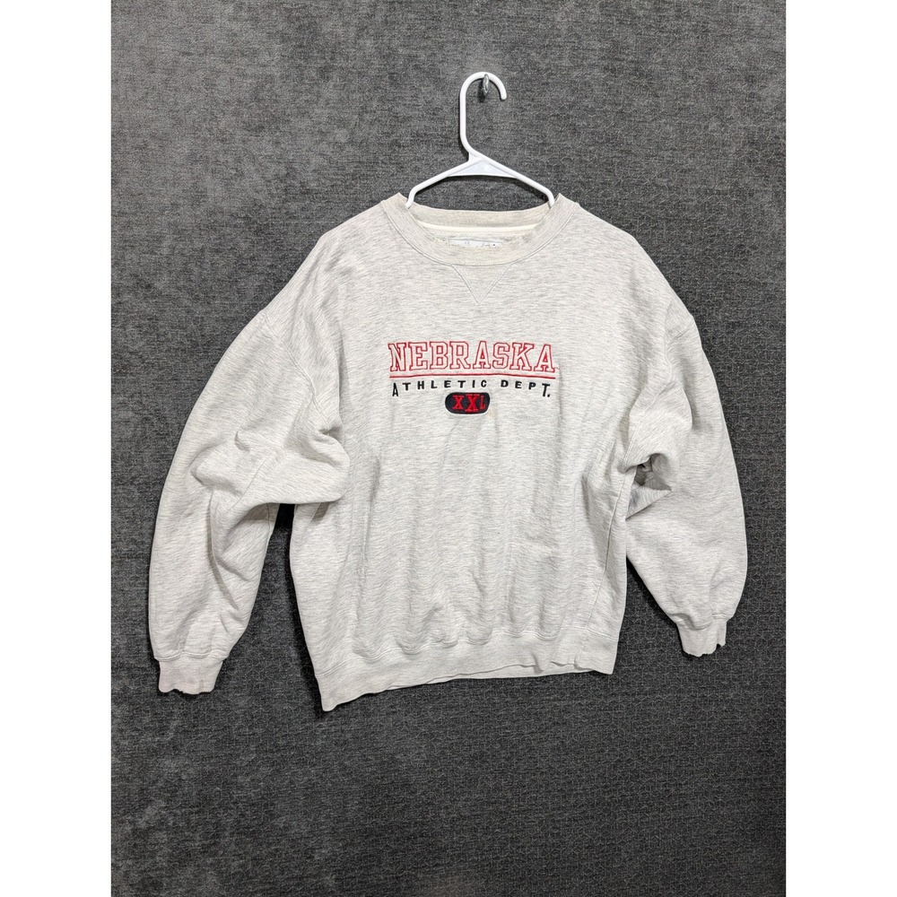 Vintage Gear For Sports Nebraska Athletic Dept Sweatshirt Gray Large XXL Patch